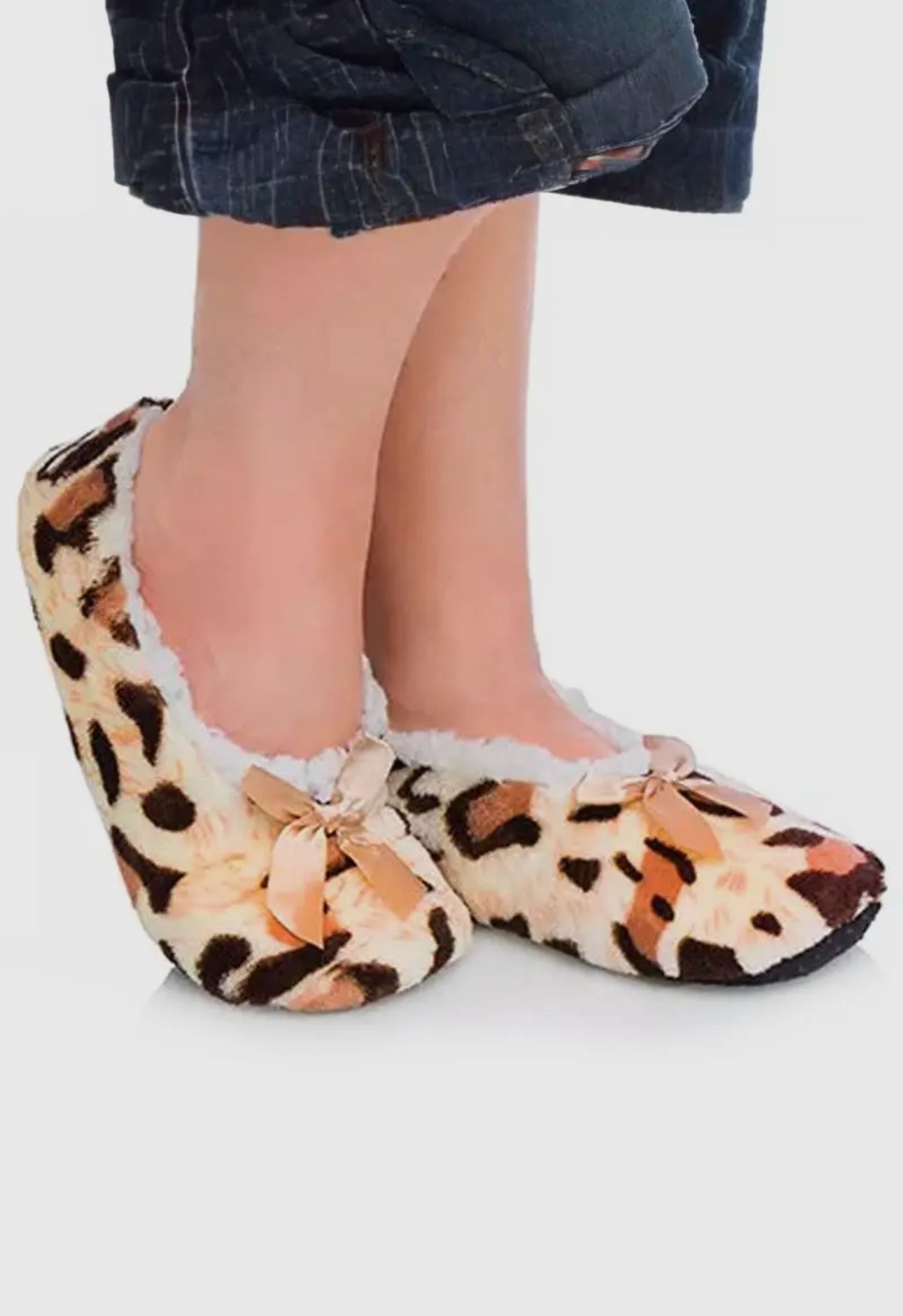 Leopard Fuzzy Fleece Lounge Sock Slippers