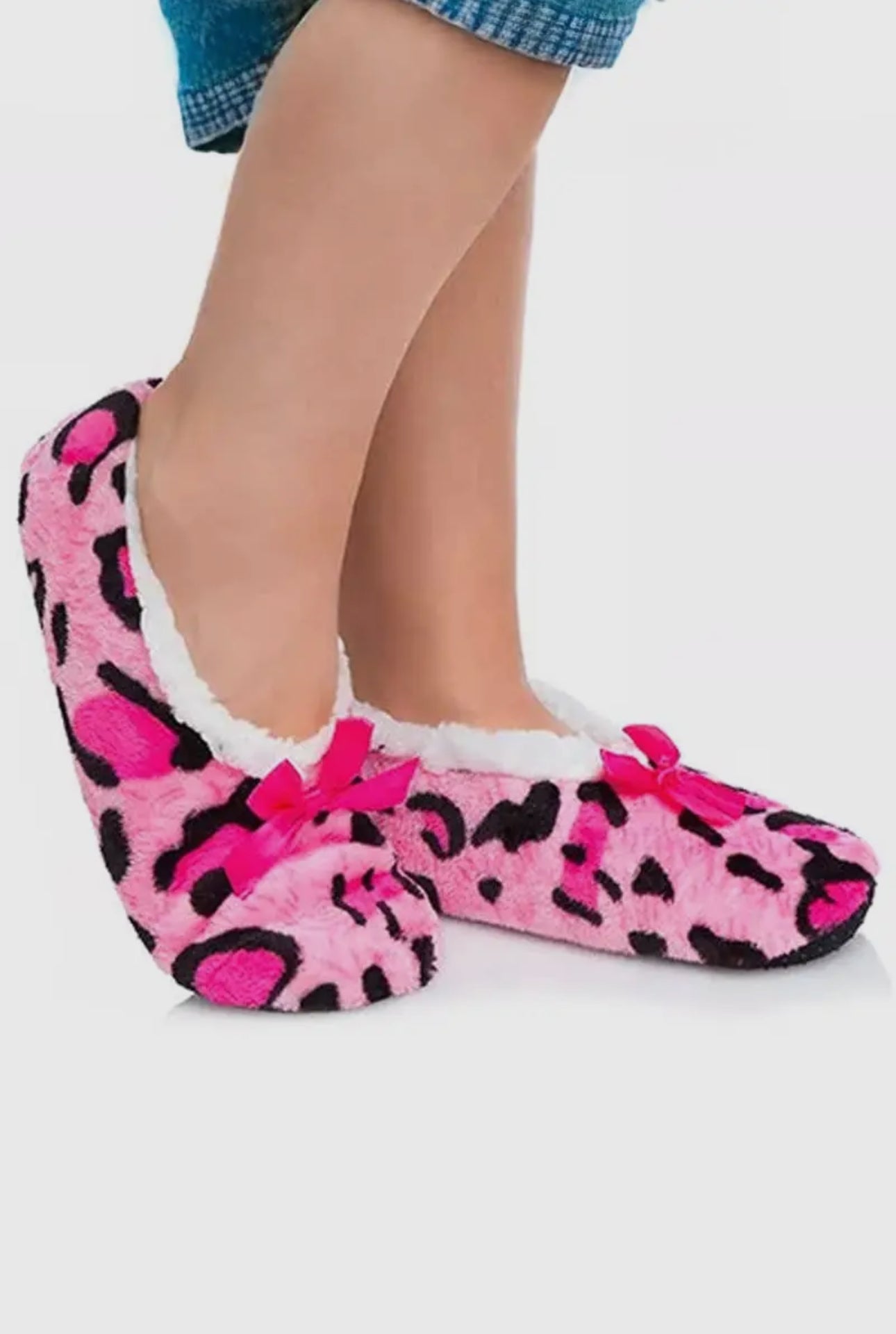 Leopard Fuzzy Fleece Lounge Sock Slippers