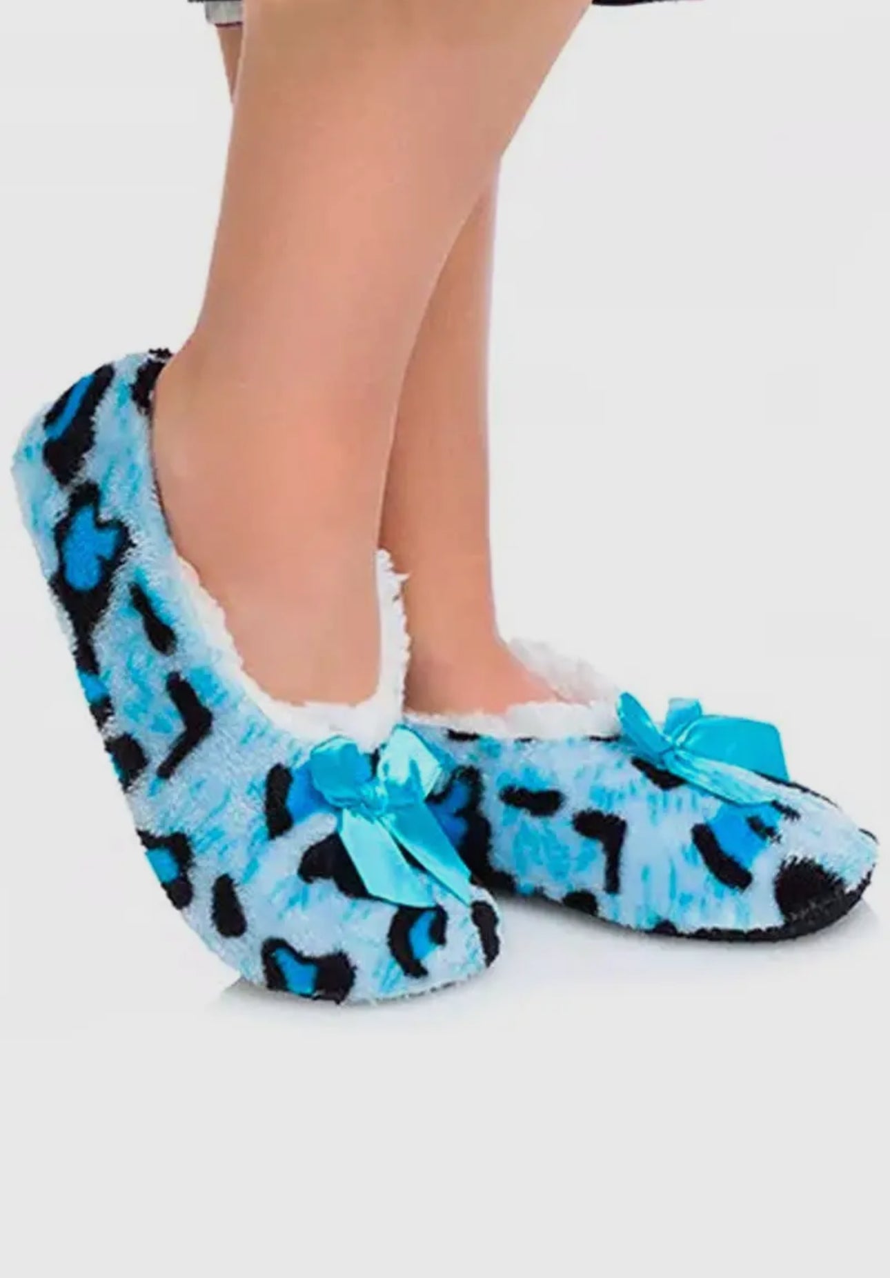 Leopard Fuzzy Fleece Lounge Sock Slippers
