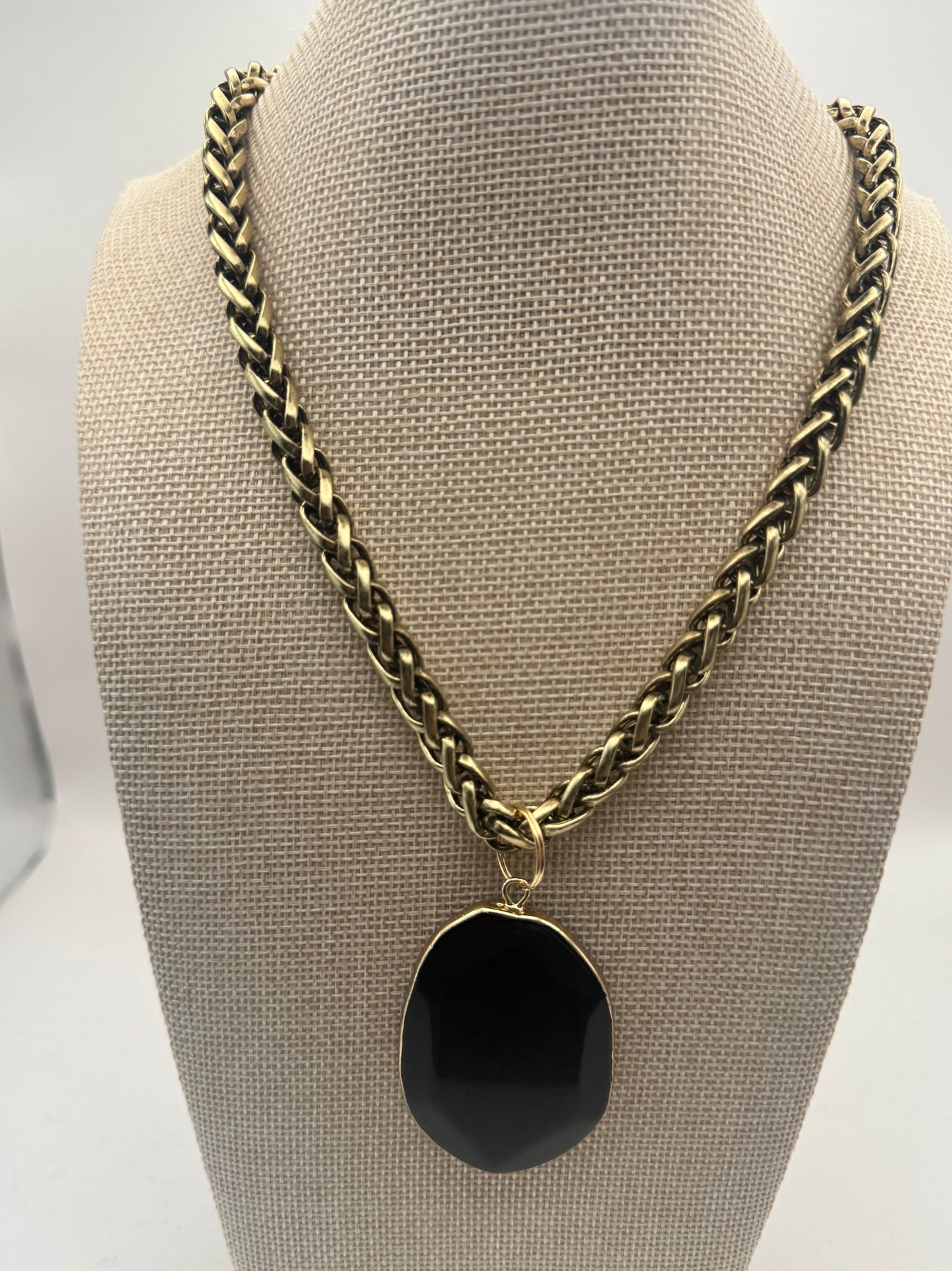 Large Black Gemstone Necklace