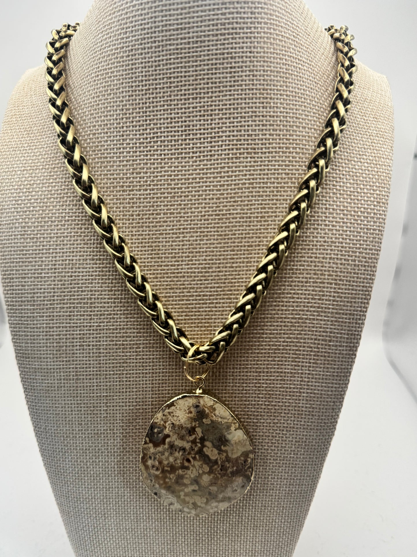 Large Taupe Gemstone Necklace