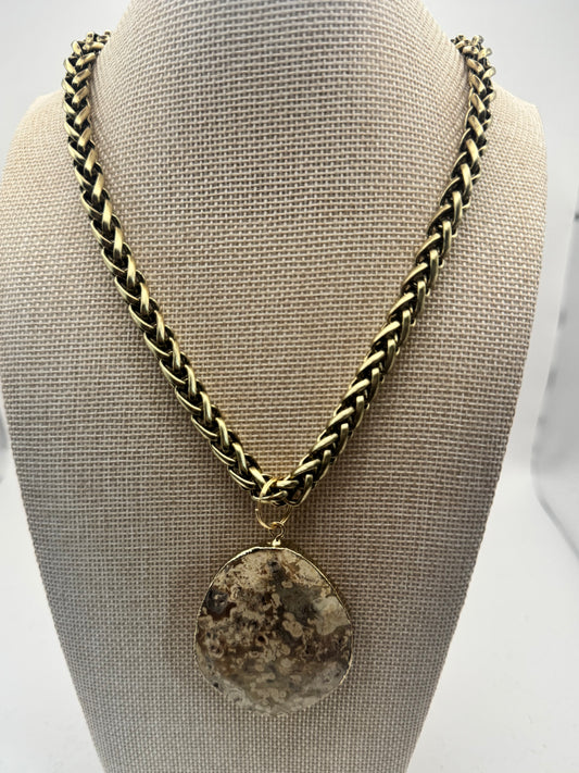 Large Taupe Gemstone Necklace