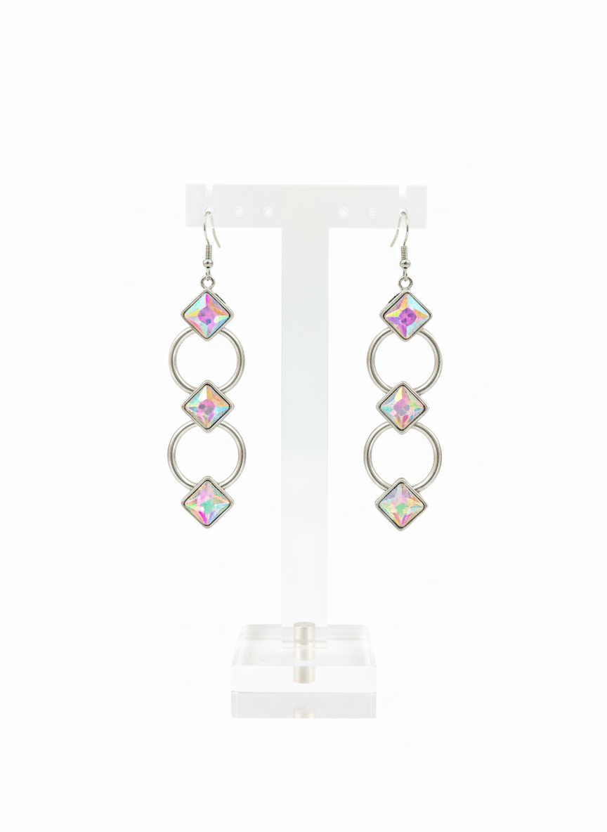 AB Stone Chain Link Earrings