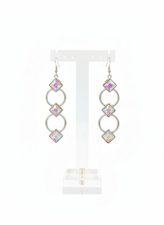 AB Stone Chain Link Earrings