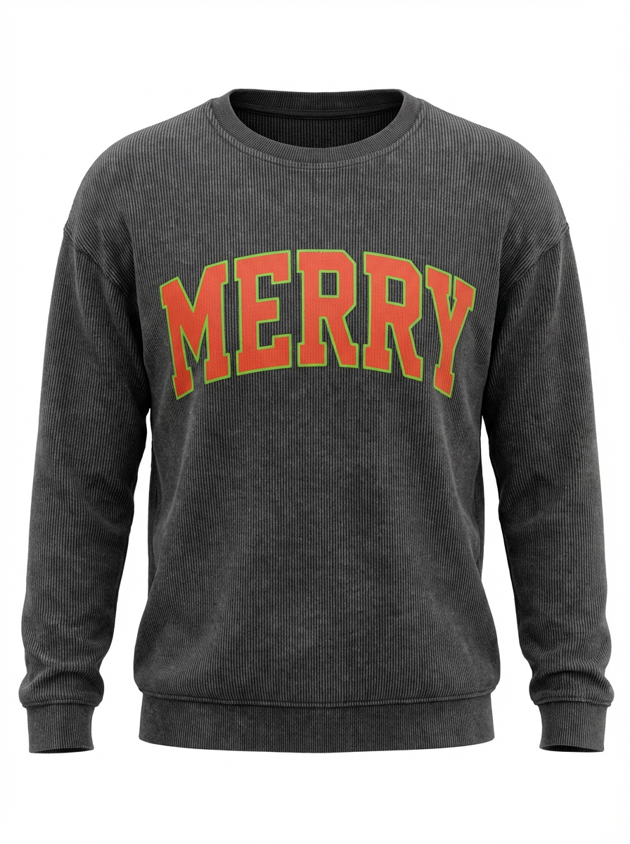 Merry Corded Graphic Long Sleeve Sweatshirt