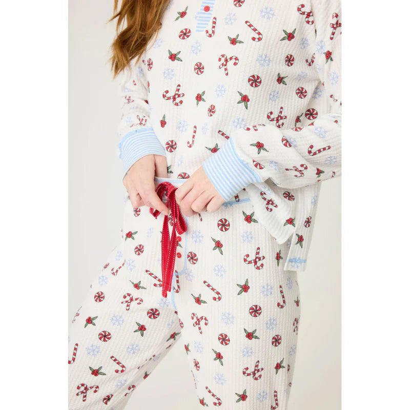 PJ Salvage Candy Cane Waffle Knit Large