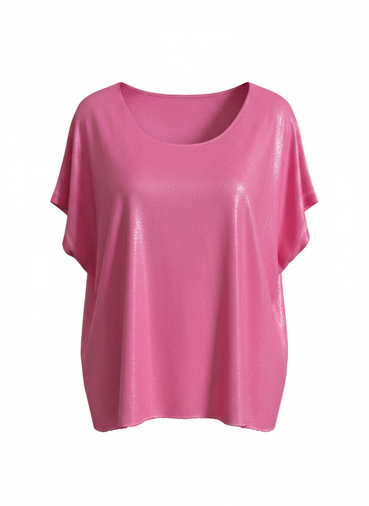 Brillare Short Sleeve Novelty Top Pink