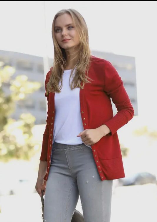 Maya Cardigan Sweater Red