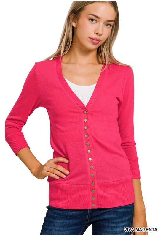 Maya Cardigan Sweater Magenta