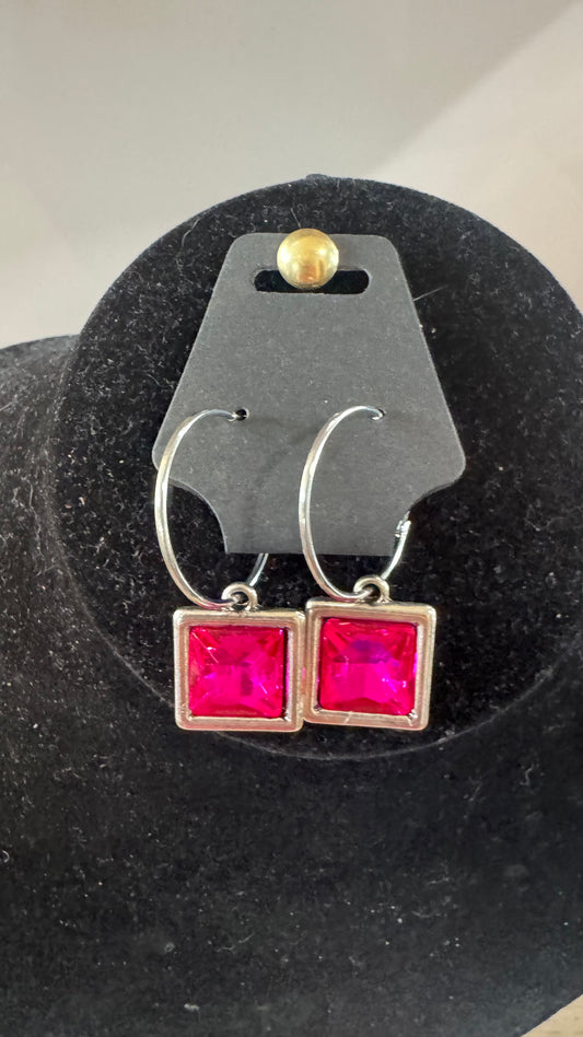 E9 Pink Square Earrings