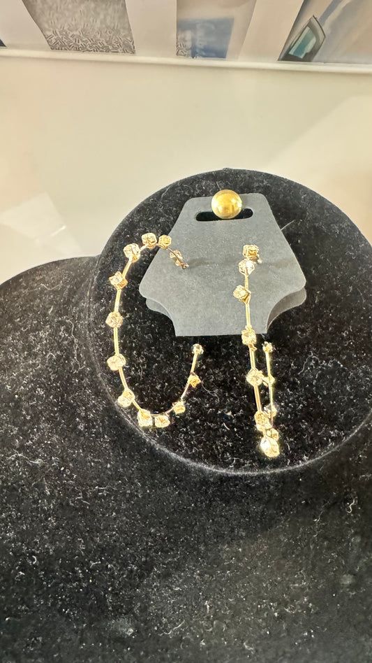 E28 Gold Crystal Hoop Earrings