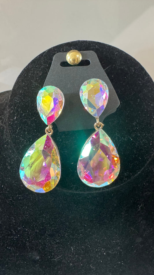E29 AB Stone Teardrop Earrings