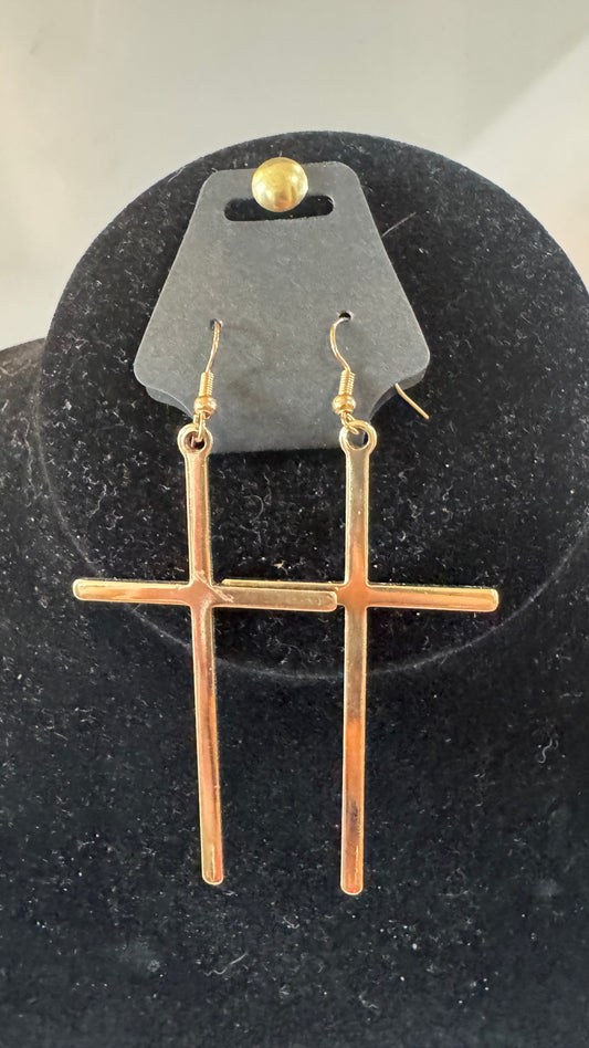 E42 Small Gold Cross Earrings