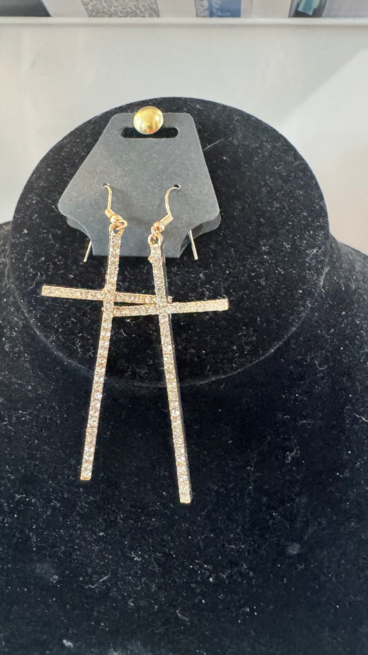E43 Crystal Cross Earrings