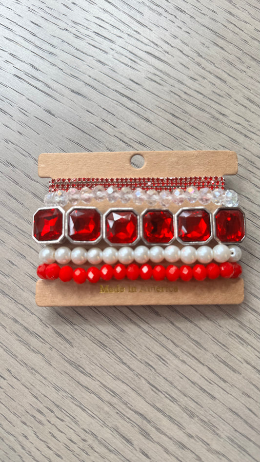 B33 Red Bracelet Stack