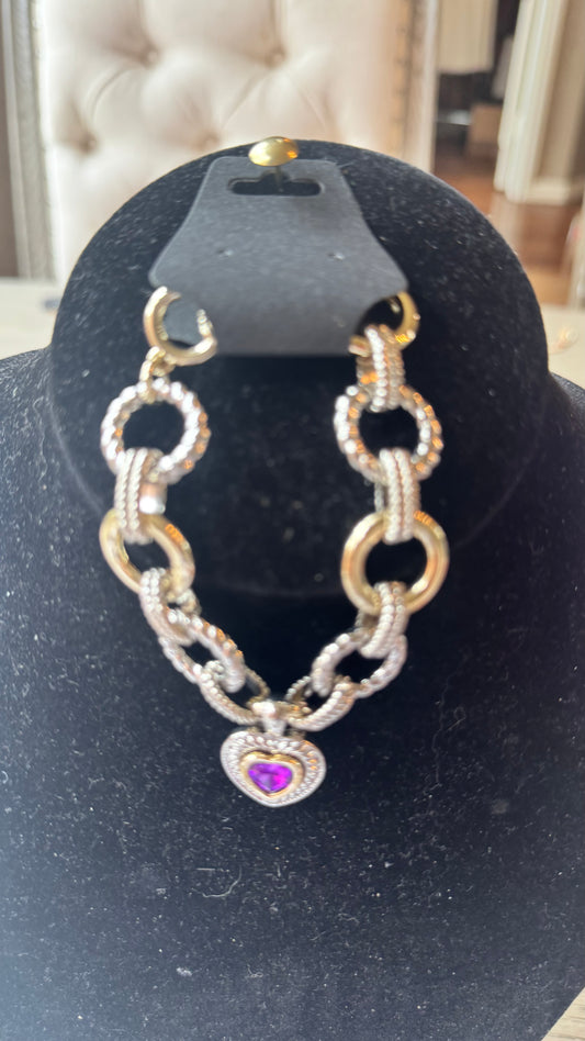 B35 Purple Heart Charm Bracelet