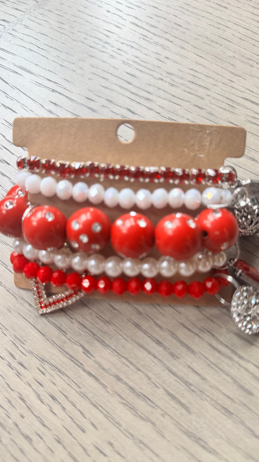B39 Red Bracelet Stack