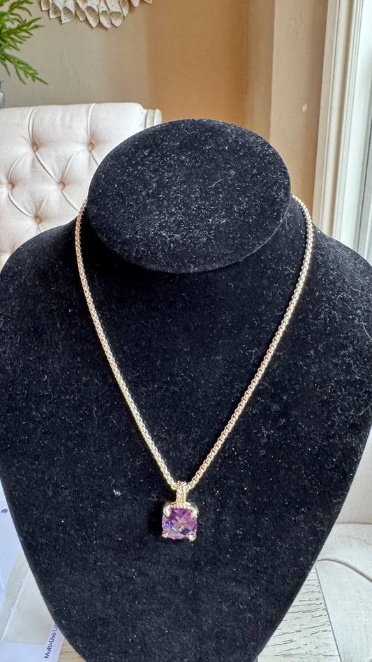 N17 Large Purple Crystal Necklace