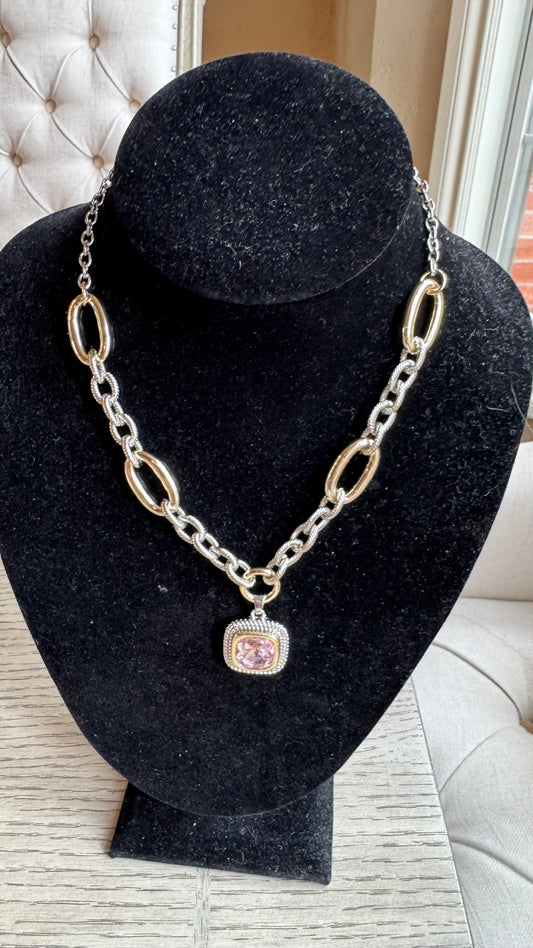 N10 Pink Crystal Necklace