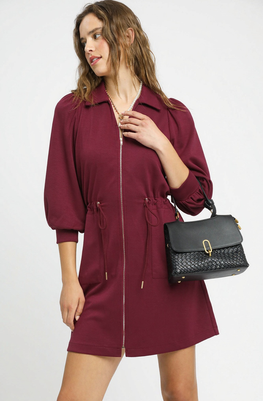 Juliette Luxeknit V Neck Dress Burgundy