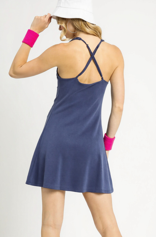 Raya Mini Dress with Shorts Midnight Blue