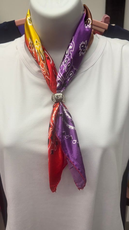 N19 Colorful Twilly Scarf with Pendant