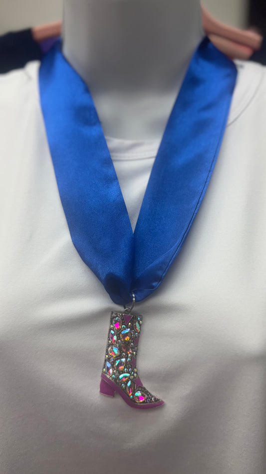 Blue Twilly Scarf Necklace with Boot Pendant