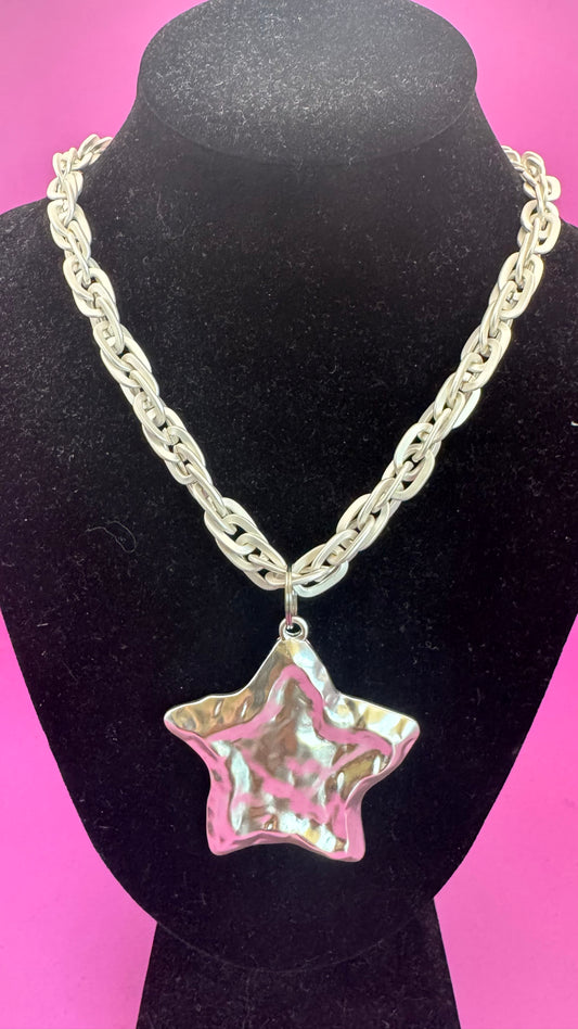 Matte Silver Star Necklace