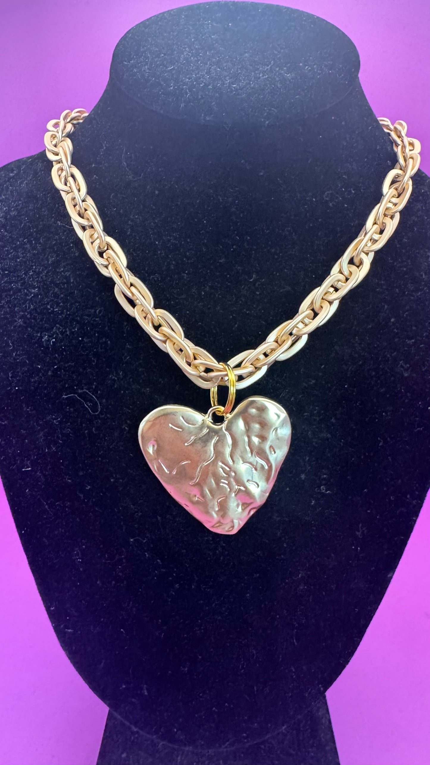 Matte Gold Heart Necklace
