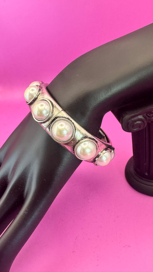 Silver Pearl Bubble Stretch Bracelet