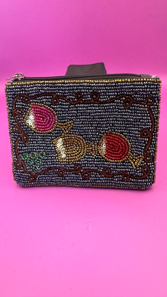Wine Beaded Bag