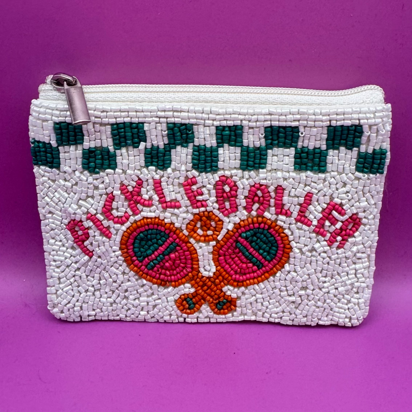 Pickle Baller Checkered Beaded Bag