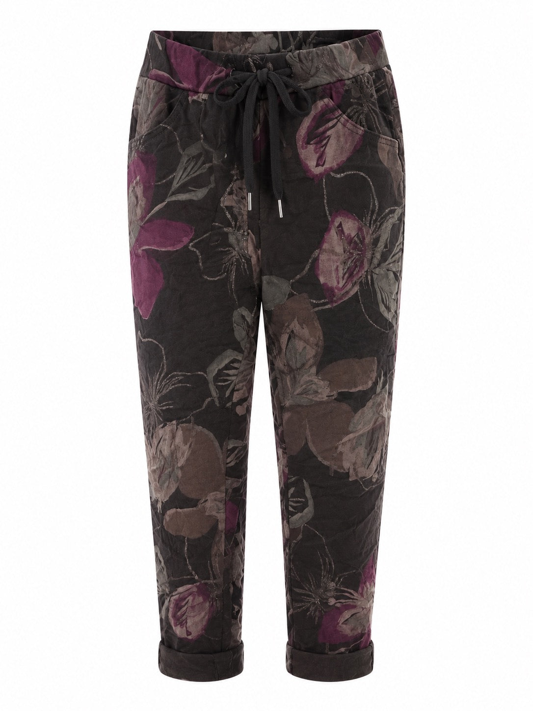 Janna Floral Print Brown Stretch Pant O/S