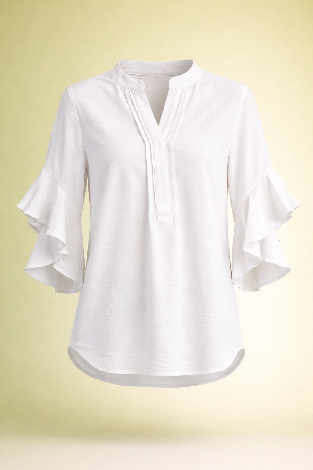Nyla Off White Ruffle Bell Sleeve Top