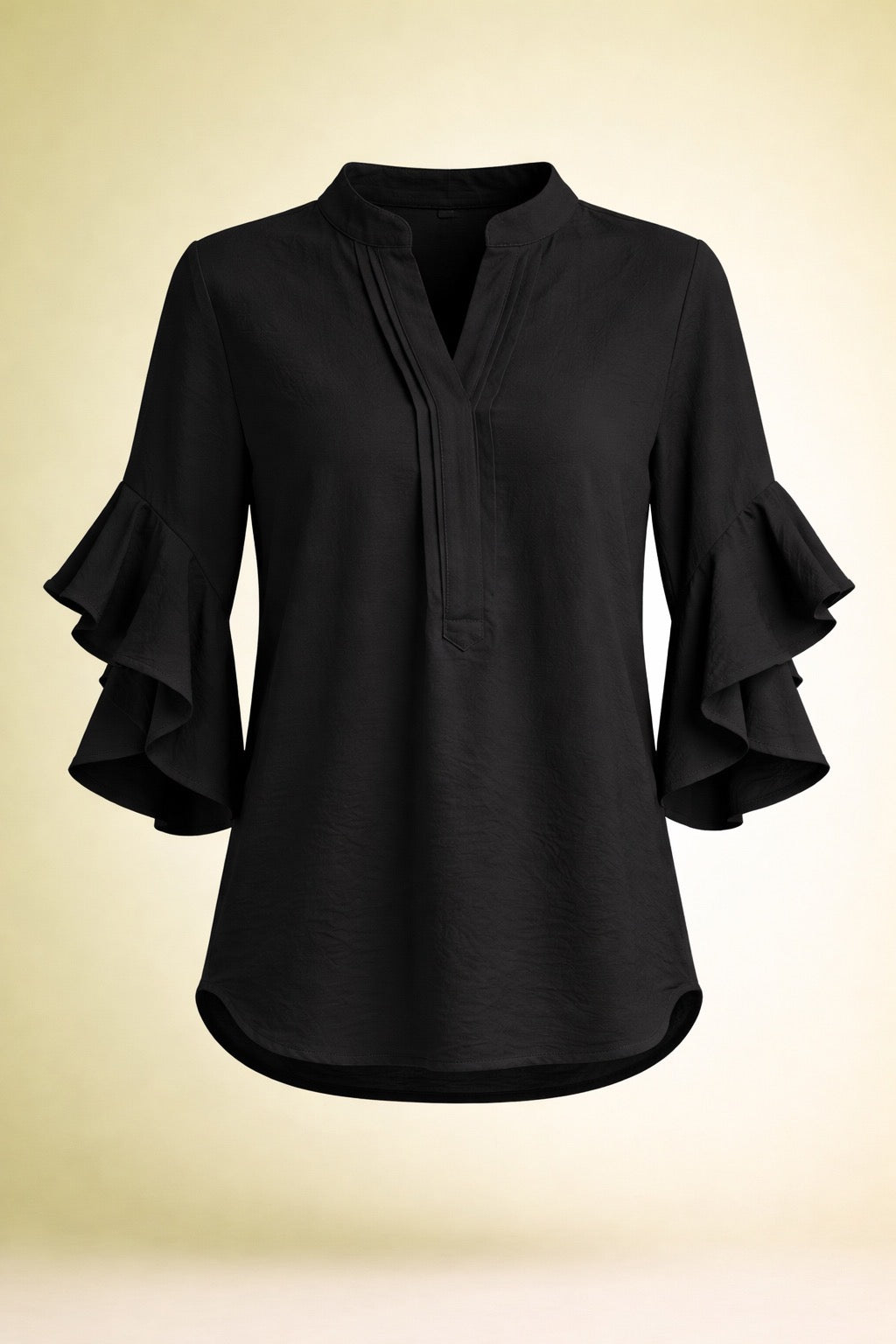 Nyla Black Ruffle Bell Sleeve Top