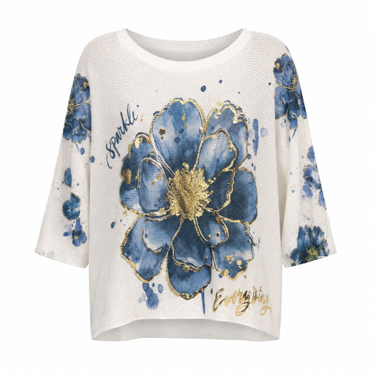Citia Bloom Mesh Top Blue Blossom O/S