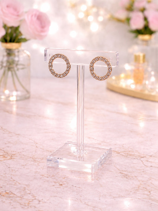 Open Circle Pavé Stud Earrings