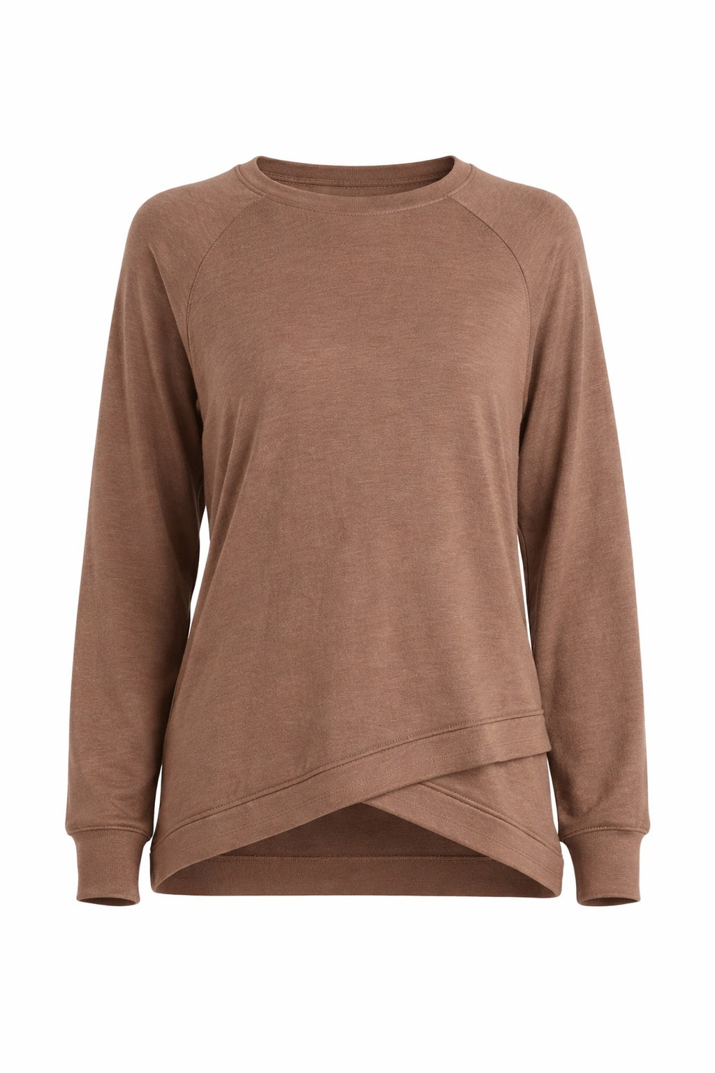 Blaise Tulip Hem Long Sleeve Top Mocha