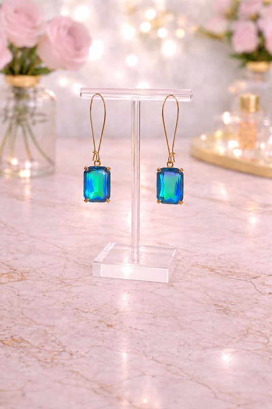Blue Crystal Drop Earrings