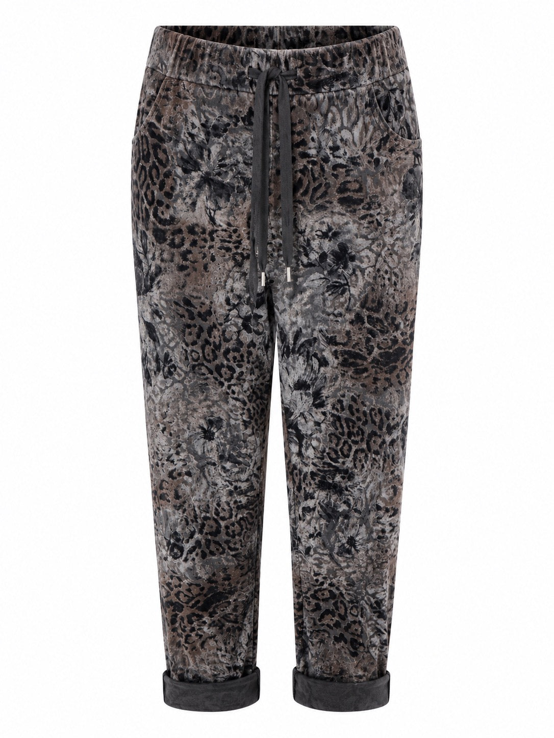 Janna Animal Print Grey Stretch Pant