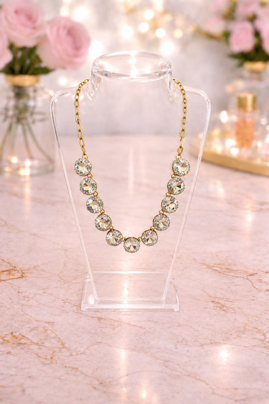 Clear Dime Necklace Gold