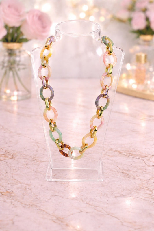 Pastel Resin Chain Necklace