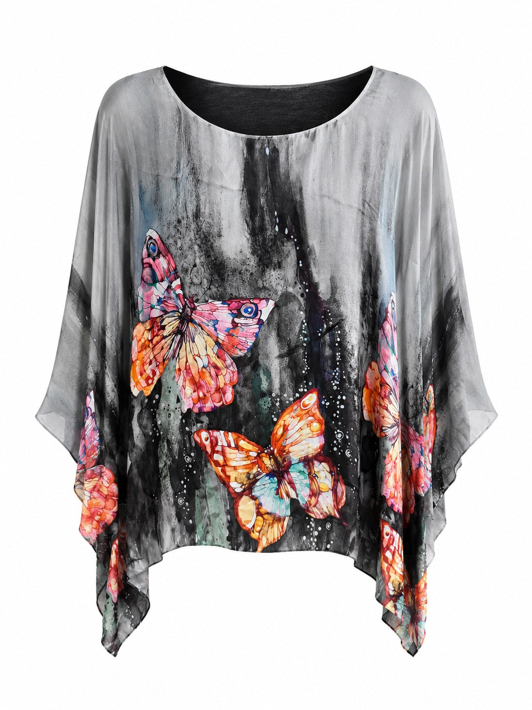 Clara Silk Top Butterfly O/S