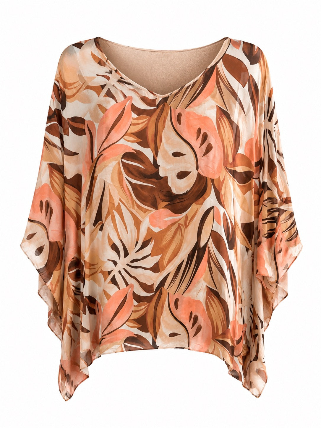 Clara Silk Top Sienna Palm O/S
