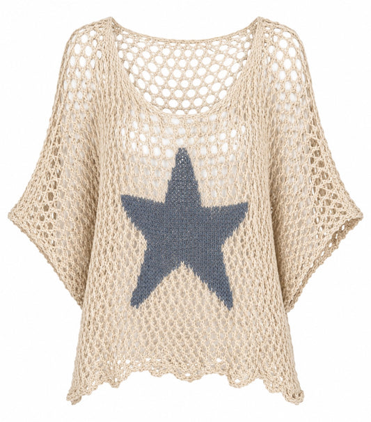 Starla Cream  with Denim Blue Star Top