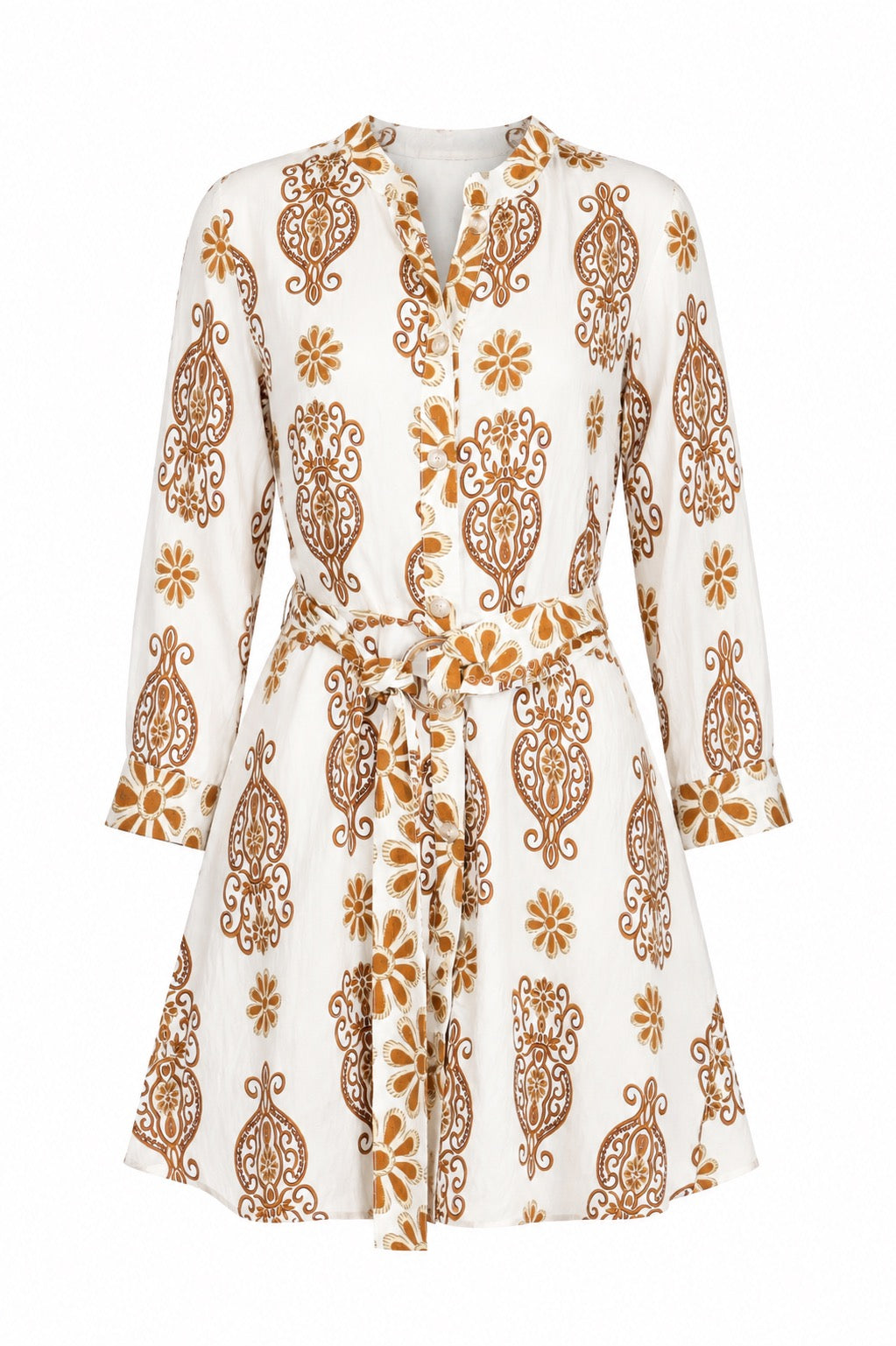 Amber Paisley Belted Shirt Dress