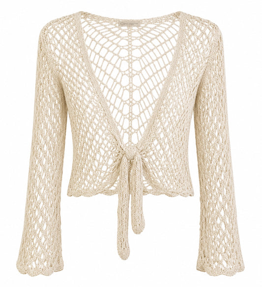 Rosetta Beige Tie Front Sweater O/S
