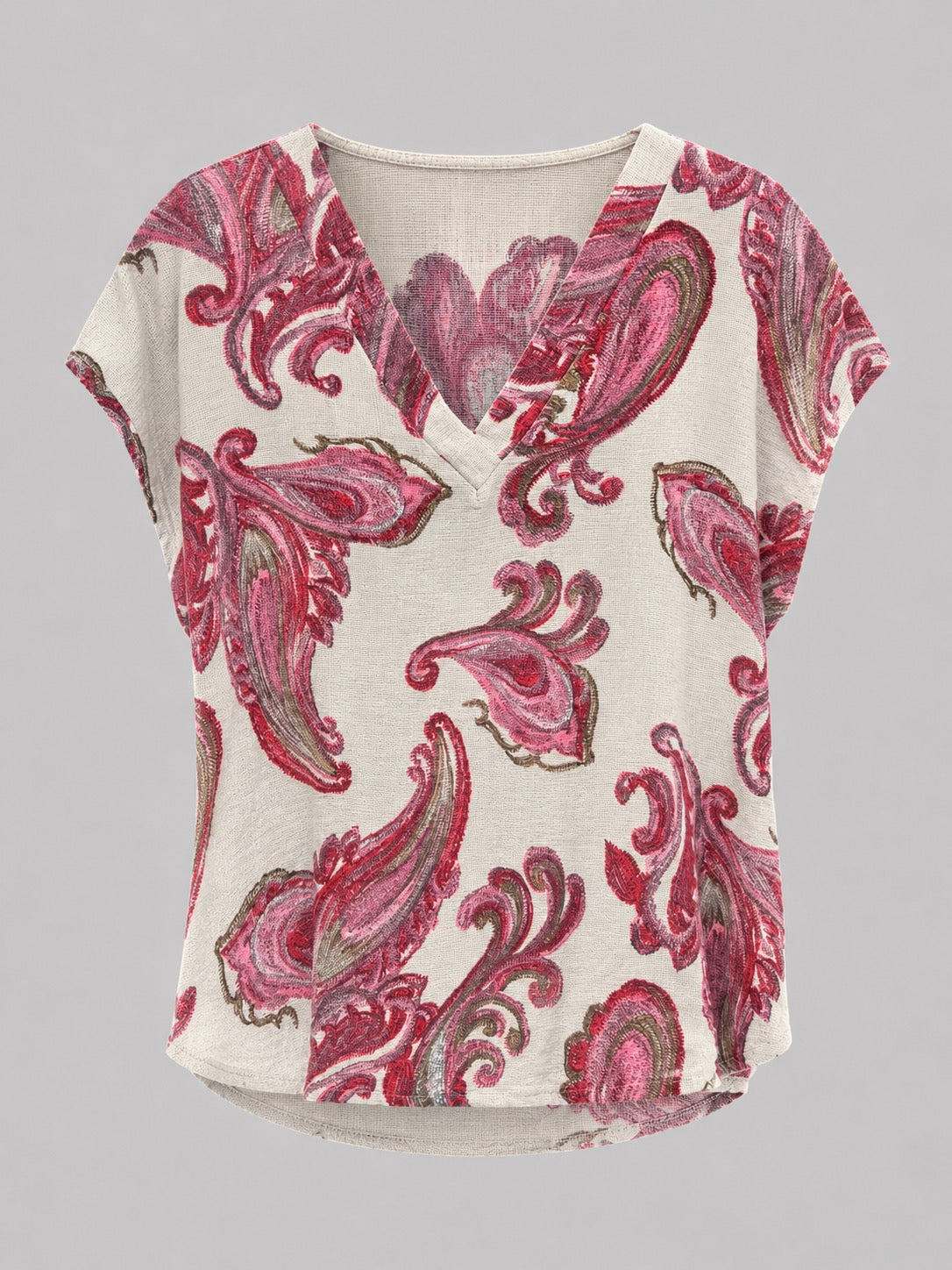 Paisley Gauze V-Neck Top O/S