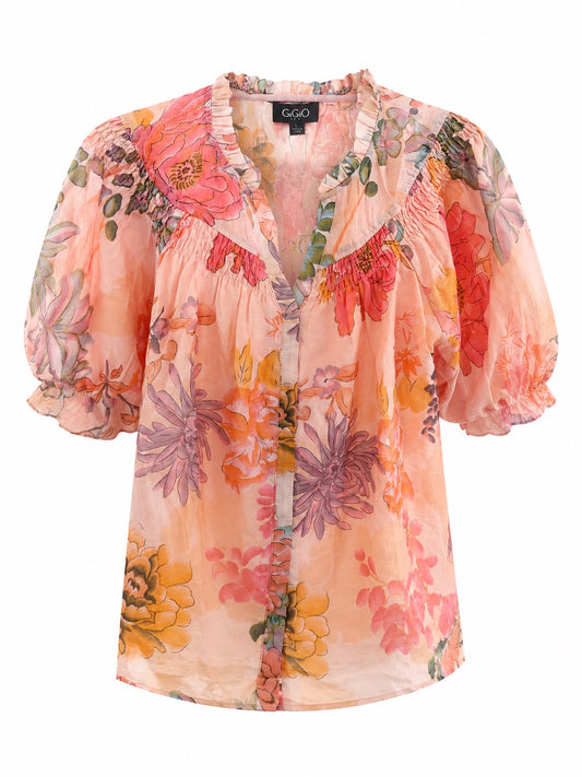 Juliette Coral Mix Short Sleeve Top