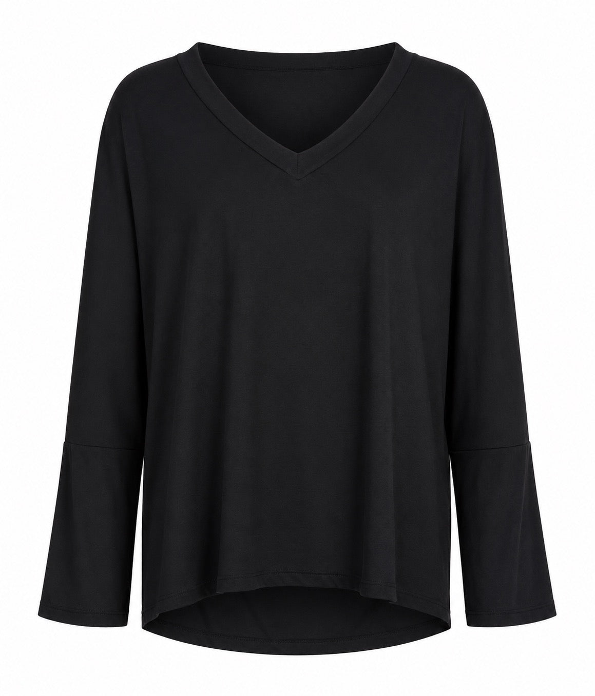 Elvira Black oversized V-neck blouse